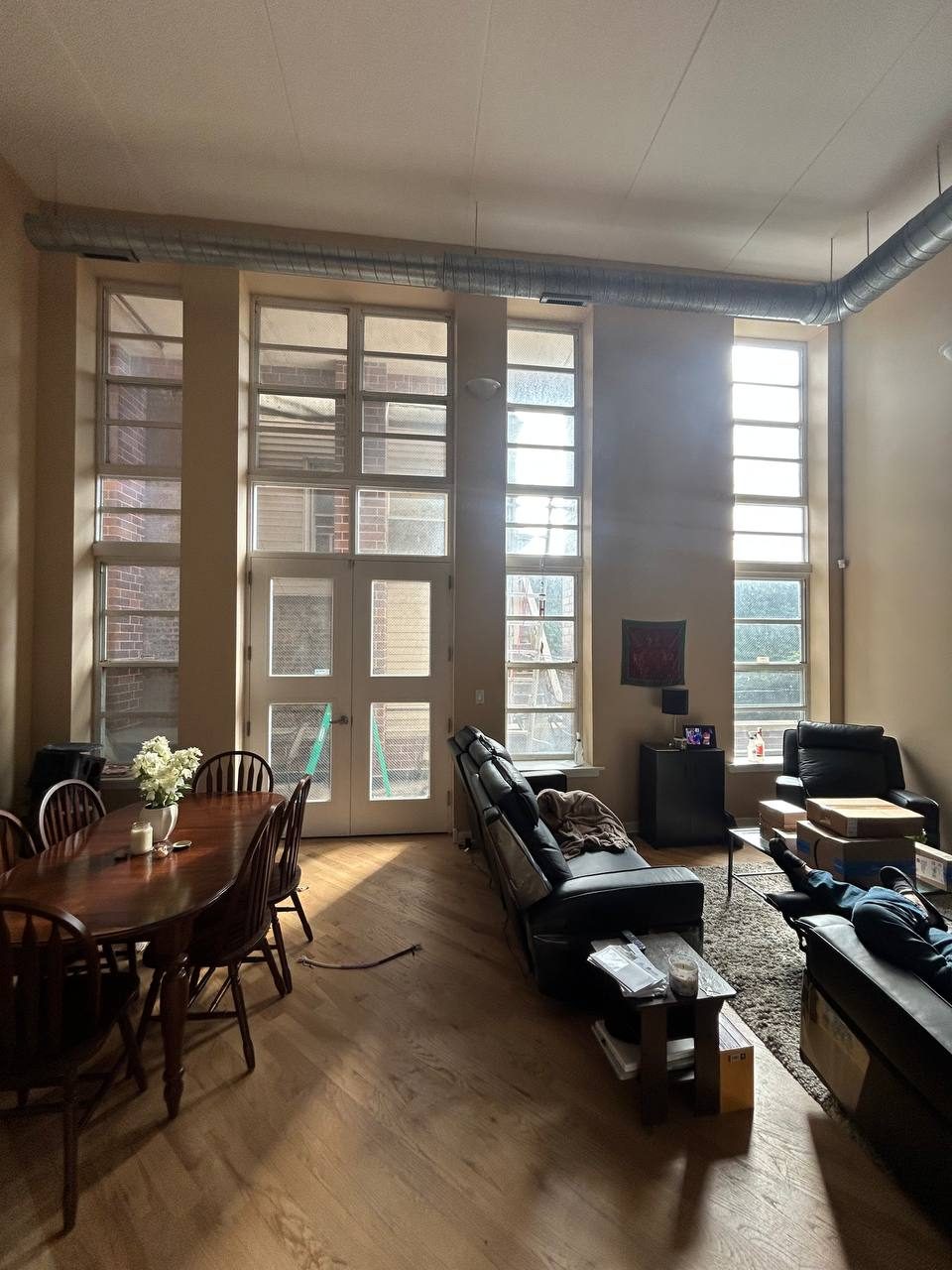 Living room windows before